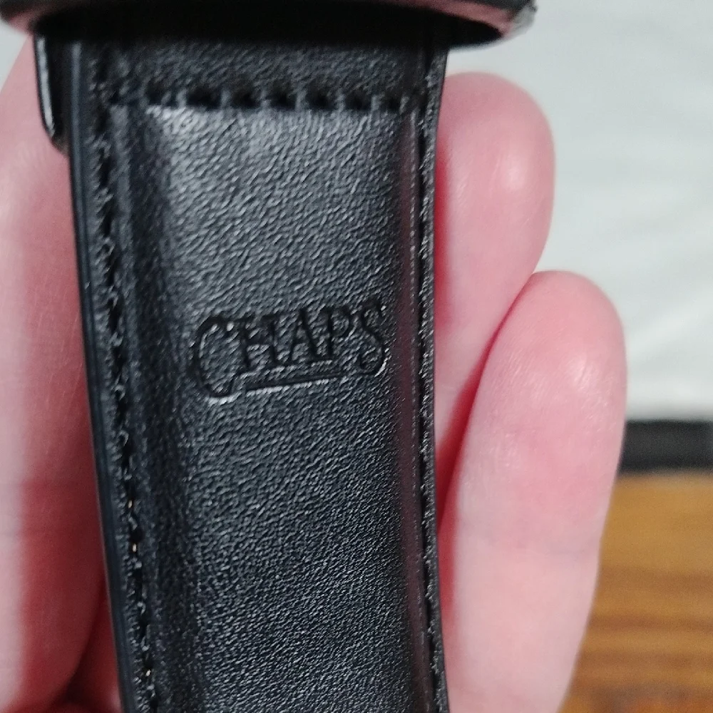 Chaps Boy's Black Leather Ratchet Belt With Silver Buckle Size M 26-28 Like New